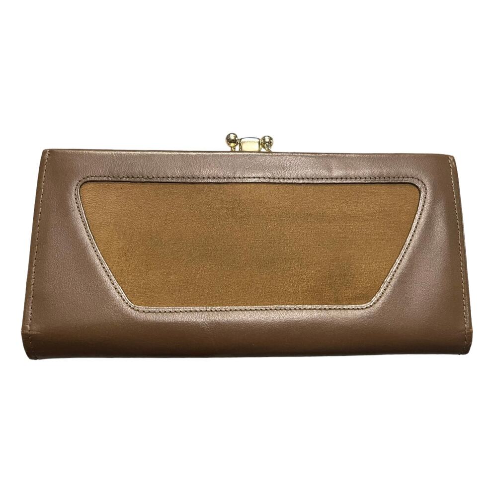VINTAGE LADY BUXTON Leather Hand Purse Wallet Suede 40s 50s L: 7 x 3.5 in Brown